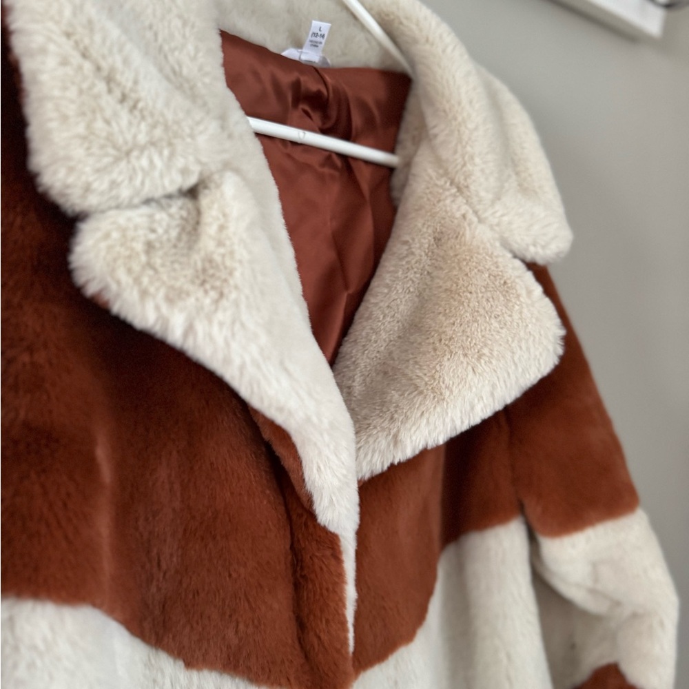 Time and Tru Brown and Cream Teddy Jacket - Picture 3 of 3
